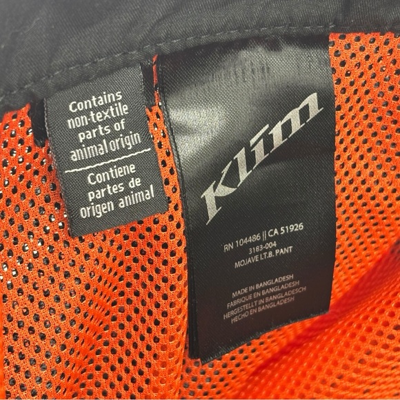 Klim Mojave ITB Off-Road Motorcycle Pants Size 34R No Armor - Picture 8 of 8